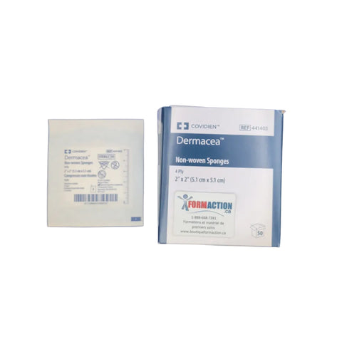 COMPRESSE DE GAZE NON TISSÉES, 5,1 x 5,1 cm, 4 PLIS, 25 x 2, STÉRILE 2X2