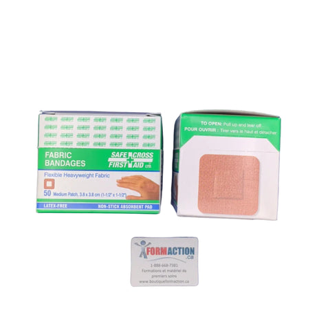 Pansements en Tissus Moyens 3,8 x 3,8 cm (50)