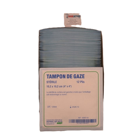 Tampon de Gaze stérile 10cm x 10cm 4X4 (boite 100)