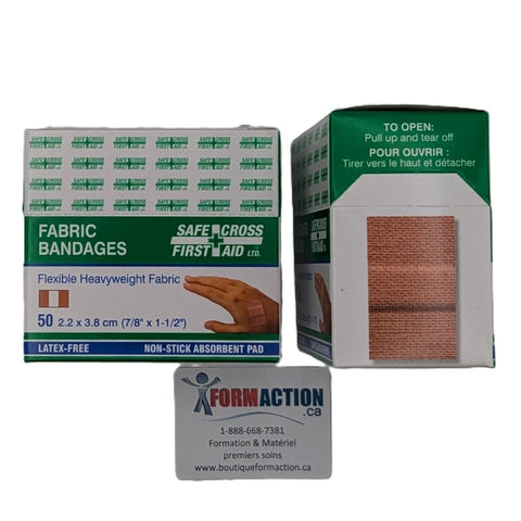 Pansement adhésif tissu, 2.2 x 3.8 cm, 7/8x1½ (50)