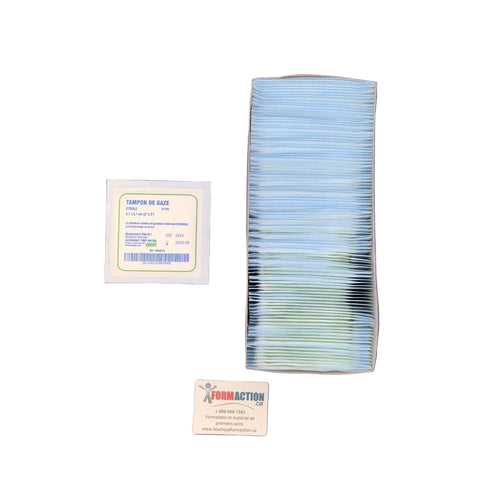 COMPRESSE INDIVIDUELLE STÉRILE, 2" x 2" (5 cm x 5 cm), 100 unités